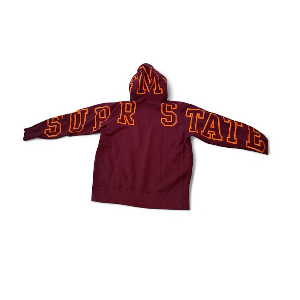 Supreme Maroon Hoodie with Orange Lettering